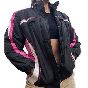 Vtg Hot Pink & Black Puffer Snow Jacket